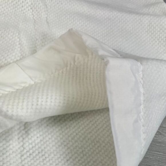 Vintage White Thermal Waffle Weave STIFF Acrylic Baby Blanket Nylon-like Trim - Picture 6 of 8